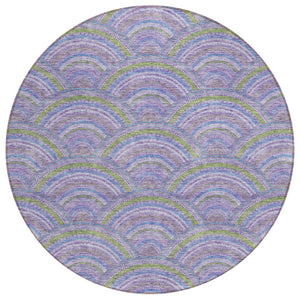 HomeRoots 5' Stylish Lavender Sage and Ivory Geometric Indoor Outdoor Area Rug - Easy Care, Durable Design 8' Round 615208