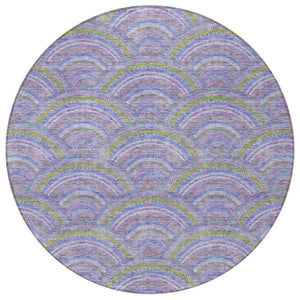 HomeRoots 5' Stylish Lavender Sage and Ivory Geometric Indoor Outdoor Area Rug - Easy Care, Durable Design 8' Round 615208