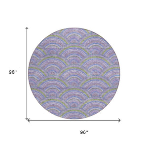 HomeRoots 5' Stylish Lavender Sage and Ivory Geometric Indoor Outdoor Area Rug - Easy Care, Durable Design 8' Round 615208