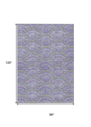 HomeRoots 5' Stylish Lavender Sage and Ivory Geometric Indoor Outdoor Area Rug - Easy Care, Durable Design 8' X 10' 615209