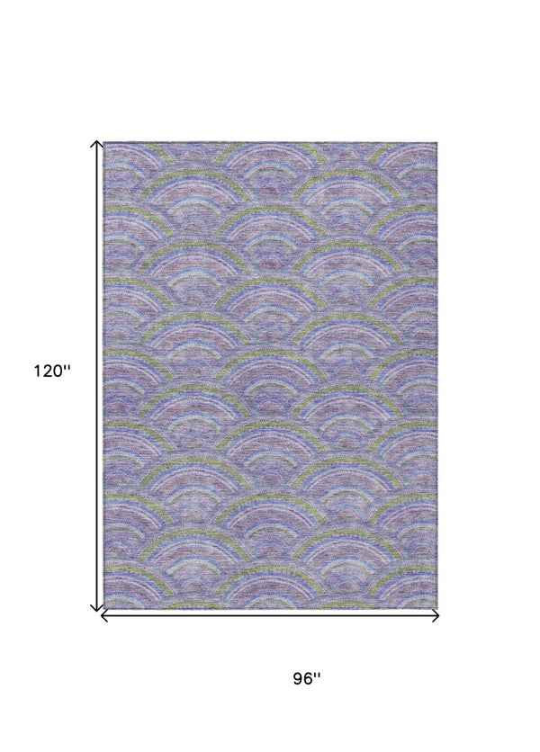 HomeRoots 5' Stylish Lavender Sage and Ivory Geometric Indoor Outdoor Area Rug - Easy Care, Durable Design 8' X 10' 615209