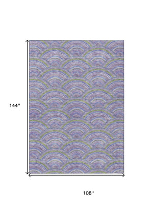 HomeRoots 5' Stylish Lavender Sage and Ivory Geometric Indoor Outdoor Area Rug - Easy Care, Durable Design 9' X 12' 615210