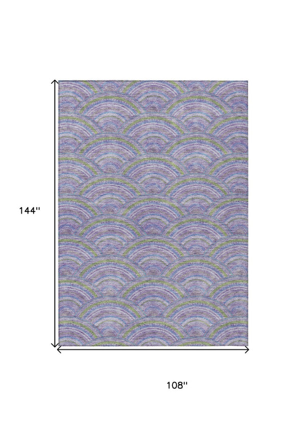 HomeRoots 5' Stylish Lavender Sage and Ivory Geometric Indoor Outdoor Area Rug - Easy Care, Durable Design 9' X 12' 615210