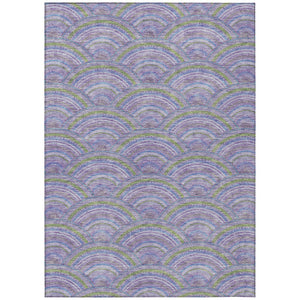 HomeRoots 5' Stylish Lavender Sage and Ivory Geometric Indoor Outdoor Area Rug - Easy Care, Durable Design 9' X 12' 615210