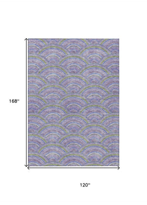 HomeRoots 5' Stylish Lavender Sage and Ivory Geometric Indoor Outdoor Area Rug - Easy Care, Durable Design 10' X 14' 615211