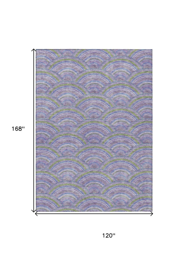 HomeRoots 5' Stylish Lavender Sage and Ivory Geometric Indoor Outdoor Area Rug - Easy Care, Durable Design 10' X 14' 615211
