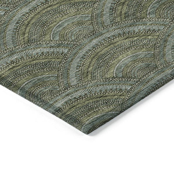 HomeRoots 5' Stylish Olive Green Geometric Area Rug for Indoor and Outdoor Use - Washable, Durable, Modern Design 5' X 8' 615213