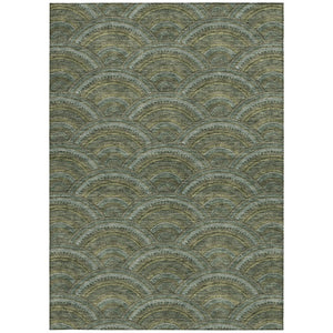 HomeRoots 5' Stylish Olive Green Geometric Area Rug for Indoor and Outdoor Use - Washable, Durable, Modern Design 8' X 10' 615215