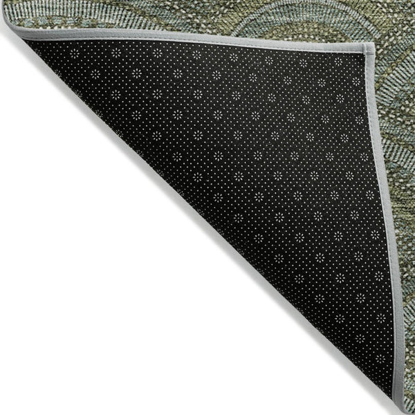 HomeRoots 5' Stylish Olive Green Geometric Area Rug for Indoor and Outdoor Use - Washable, Durable, Modern Design 8' X 10' 615215