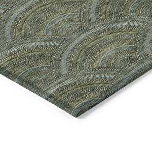 HomeRoots 5' Stylish Olive Green Geometric Area Rug for Indoor and Outdoor Use - Washable, Durable, Modern Design 8' X 10' 615215