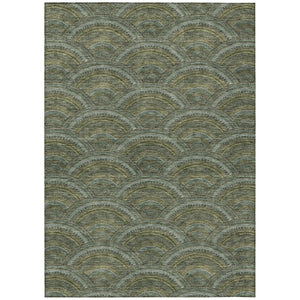 HomeRoots 5' Stylish Olive Green Geometric Area Rug for Indoor and Outdoor Use - Washable, Durable, Modern Design 9' X 12' 615216