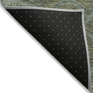 HomeRoots 5' Stylish Olive Green Geometric Area Rug for Indoor and Outdoor Use - Washable, Durable, Modern Design 9' X 12' 615216