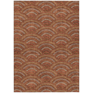 HomeRoots 5' Vibrant Orange Gold Ivory Geometric Area Rug - Durable, Washable, Indoor/Outdoor Design for Modern Spaces 5' X 8' 615219