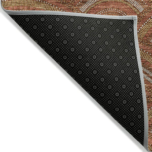 HomeRoots 5' Vibrant Orange Gold Ivory Geometric Area Rug - Durable, Washable, Indoor/Outdoor Design for Modern Spaces 5' X 8' 615219