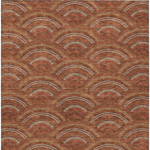 HomeRoots 5' Vibrant Orange Gold Ivory Geometric Area Rug - Durable, Washable, Indoor/Outdoor Design for Modern Spaces 9' X 12' 615222