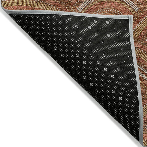 HomeRoots 5' Vibrant Orange Gold Ivory Geometric Area Rug - Durable, Washable, Indoor/Outdoor Design for Modern Spaces 9' X 12' 615222