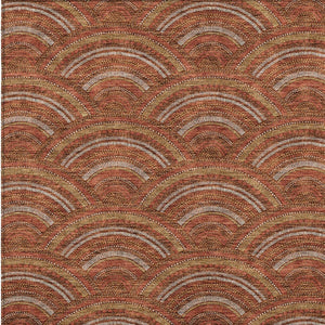 HomeRoots 5' Vibrant Orange Gold Ivory Geometric Area Rug - Durable, Washable, Indoor/Outdoor Design for Modern Spaces 9' X 12' 615222