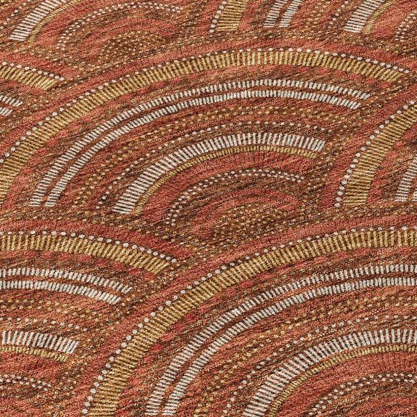 HomeRoots 5' Vibrant Orange Gold Ivory Geometric Area Rug - Durable, Washable, Indoor/Outdoor Design for Modern Spaces 10' X 14' 615223
