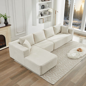 English Elm 106" Cloud Sectional Couch - Modern L-Shape Modular Sofa With Plush Corduroy, No Assembly Needed! W1143S00026