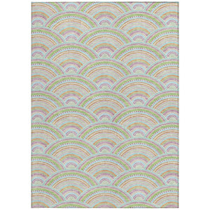 HomeRoots 5' Vibrant Pearl Orange and Purple Geometric Area Rug - Washable, Durable, Indoor/Outdoor Use 8' X 10' 615227