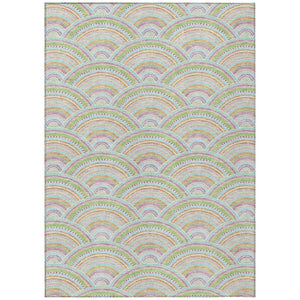 HomeRoots 5' Vibrant Pearl Orange and Purple Geometric Area Rug - Washable, Durable, Indoor/Outdoor Use 8' X 10' 615227