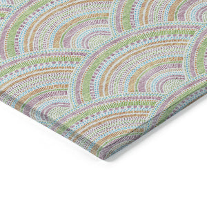 HomeRoots 5' Vibrant Pearl Orange and Purple Geometric Area Rug - Washable, Durable, Indoor/Outdoor Use 8' X 10' 615227