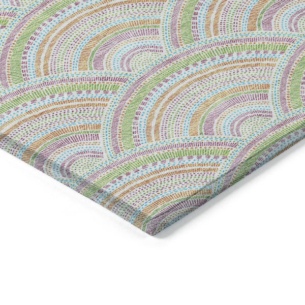 HomeRoots 5' Vibrant Pearl Orange and Purple Geometric Area Rug - Washable, Durable, Indoor/Outdoor Use 9' X 12' 615228