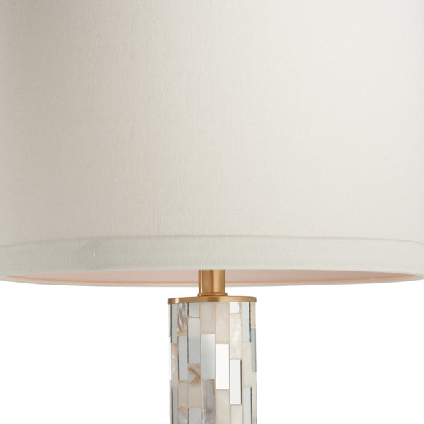 Wildwood Simmons Mother-Of-Pearl Table Lamp With Mirrored Tiles, Antique Brass Base, Usb Port, 32" Tall 61523