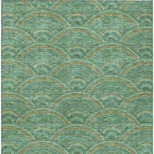 HomeRoots 5' Sage Fern Green and Peach Geometric Area Rug – Stylish, Durable, Washable for Indoor & Outdoor Use 5' X 8' 615231