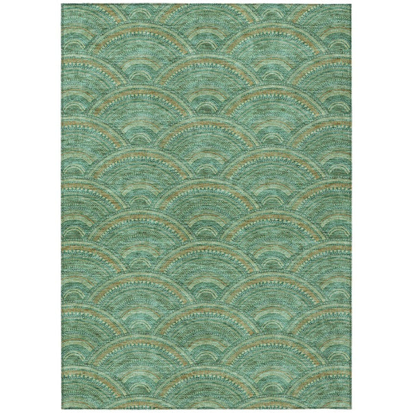 HomeRoots 5' Sage Fern Green and Peach Geometric Area Rug – Stylish, Durable, Washable for Indoor & Outdoor Use 9' X 12' 615234