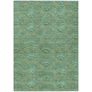 HomeRoots 5' Sage Fern Green and Peach Geometric Area Rug – Stylish, Durable, Washable for Indoor & Outdoor Use 10' X 14' 615235