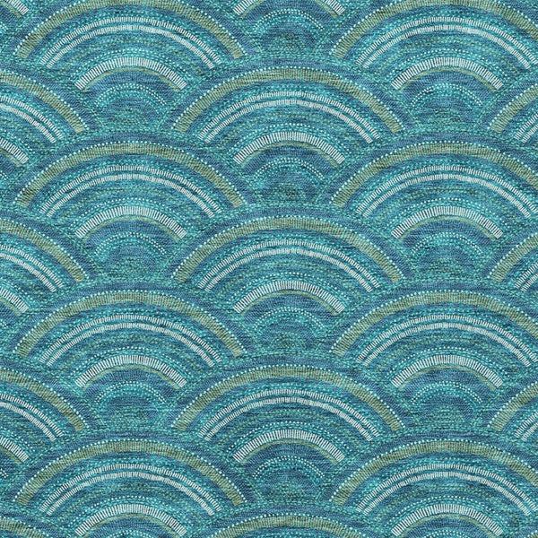 HomeRoots 5' Vibrant Geometric Area Rug in Teal Blue, Fern Green & Ivory - Washable for Indoor & Outdoor Use 5' X 8' 615237