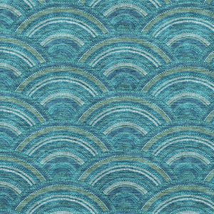 HomeRoots 5' Vibrant Geometric Area Rug in Teal Blue, Fern Green & Ivory - Washable for Indoor & Outdoor Use 8' X 10' 615239