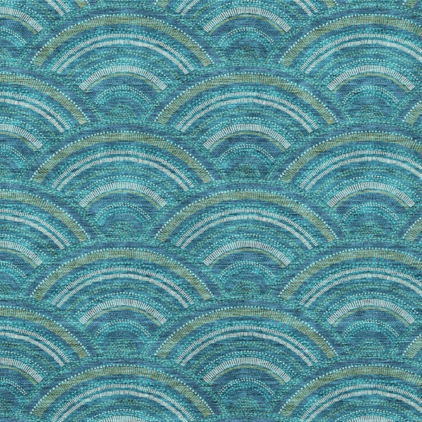 HomeRoots 5' Vibrant Geometric Area Rug in Teal Blue, Fern Green & Ivory - Washable for Indoor & Outdoor Use 8' X 10' 615239