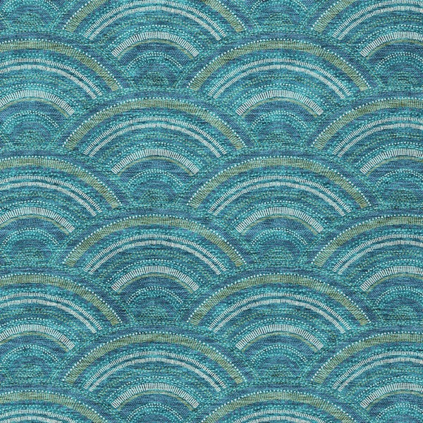 HomeRoots 5' Vibrant Geometric Area Rug in Teal Blue, Fern Green & Ivory - Washable for Indoor & Outdoor Use 9' X 12' 615240