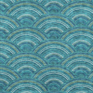 HomeRoots 5' Vibrant Geometric Area Rug in Teal Blue, Fern Green & Ivory - Washable for Indoor & Outdoor Use 10' X 14' 615241
