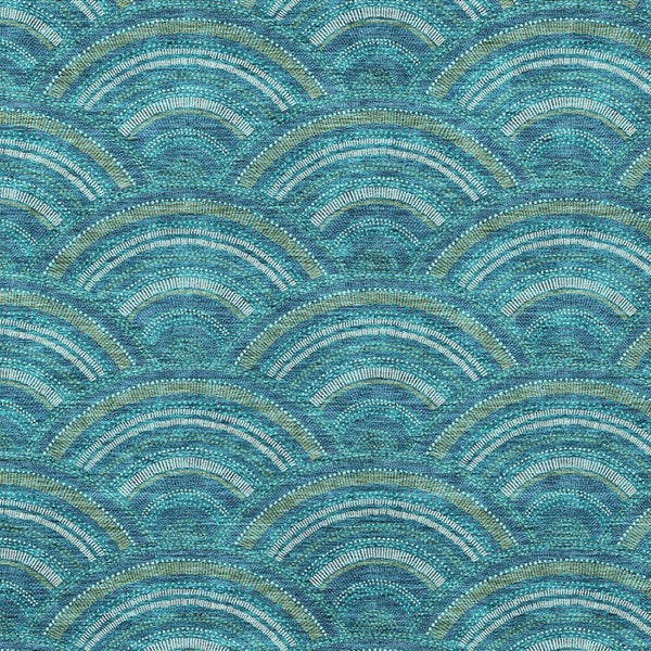HomeRoots 5' Vibrant Geometric Area Rug in Teal Blue, Fern Green & Ivory - Washable for Indoor & Outdoor Use 10' X 14' 615241