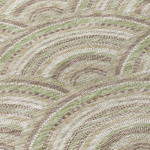 HomeRoots 5' Modern Geometric Indoor Outdoor Area Rug in Taupe, Fern Green & Ivory - Washable & Durable Design 8' Round 615244