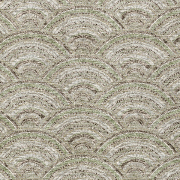 HomeRoots 9' X 12' Stylish Taupe, Fern Green & Ivory Geometric Washable Area Rug for Indoor & Outdoor Use 615246