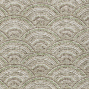 HomeRoots 5' Modern Geometric Indoor Outdoor Area Rug in Taupe, Fern Green & Ivory - Washable & Durable Design 10' X 14' 615247