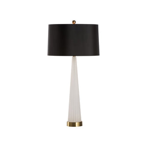 Wildwood Ava Fluted Glass Table Lamp With Polished Brass Base, Black Shade & Built-In Usb For Bedside 61525