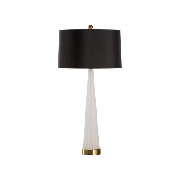 Wildwood Ava Fluted Glass Table Lamp With Polished Brass Base, Black Shade & Built-In Usb For Bedside 61525