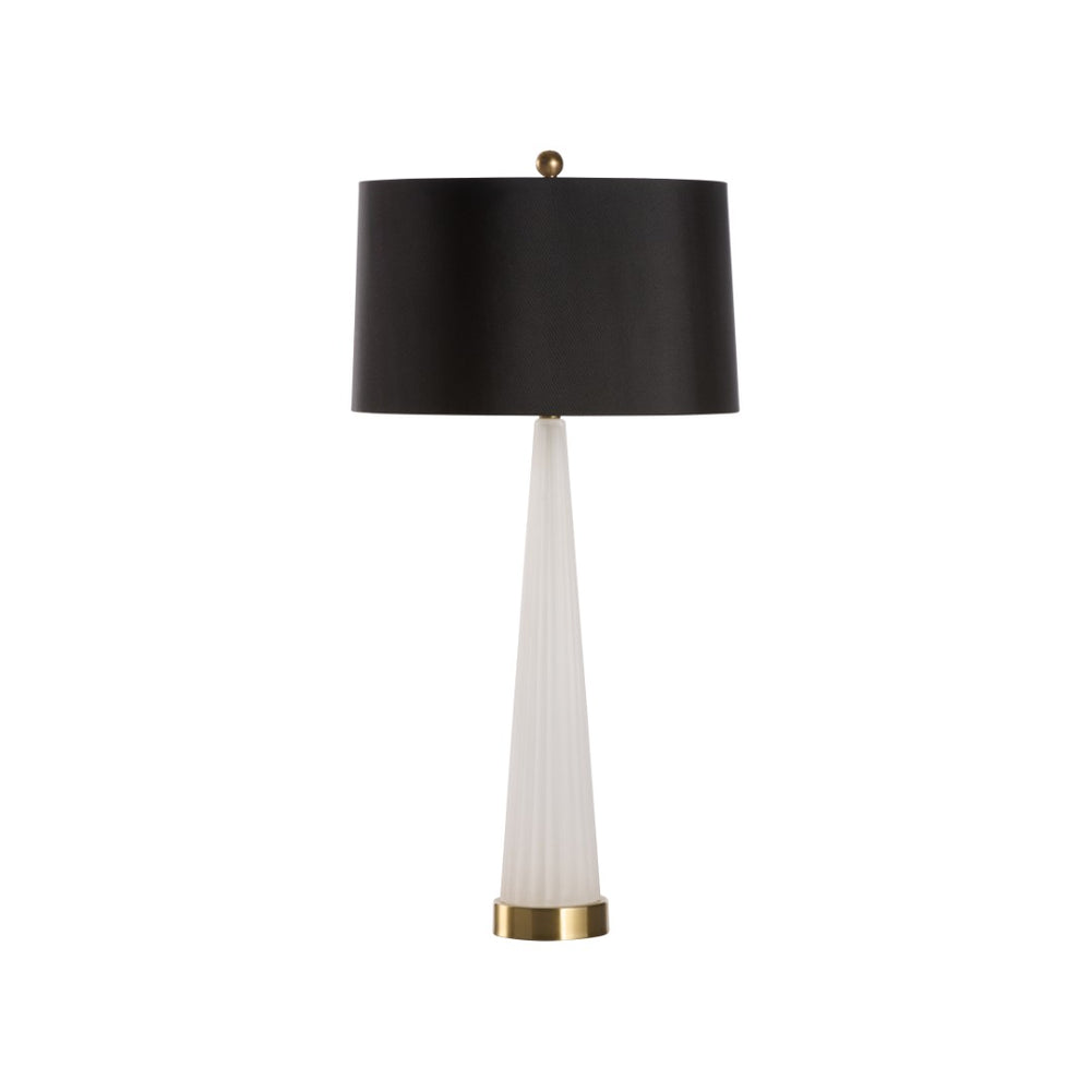 Wildwood Ava Fluted Glass Table Lamp With Polished Brass Base, Black Shade & Built-In Usb For Bedside 61525