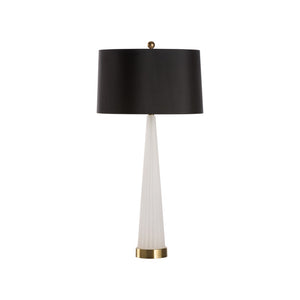 Wildwood Ava Fluted Glass Table Lamp With Polished Brass Base, Black Shade & Built-In Usb For Bedside 61525