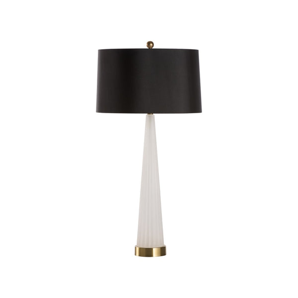 Wildwood Ava Fluted Glass Table Lamp With Polished Brass Base, Black Shade & Built-In Usb For Bedside 61525