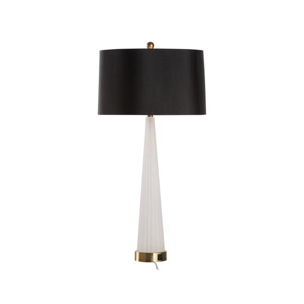 Wildwood Ava Fluted Glass Table Lamp With Polished Brass Base, Black Shade & Built-In Usb For Bedside 61525