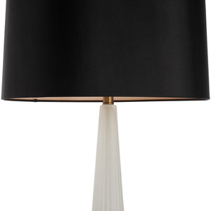Wildwood Ava Fluted Glass Table Lamp With Polished Brass Base, Black Shade & Built-In Usb For Bedside 61525