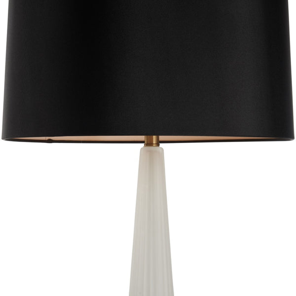 Wildwood Ava Fluted Glass Table Lamp With Polished Brass Base, Black Shade & Built-In Usb For Bedside 61525