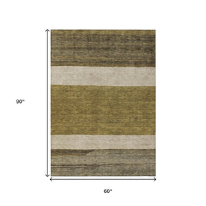HomeRoots 5' Modern Abstract Area Rug in Coffee, Ivory, and Gray - Durable, Washable for Indoor & Outdoor Use 5' X 8' 615255