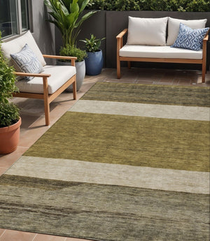 HomeRoots 5' Modern Abstract Area Rug in Coffee, Ivory, and Gray - Durable, Washable for Indoor & Outdoor Use 5' X 8' 615255